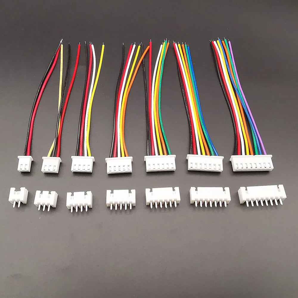 5Sets JST XH2.54 XH 2.54mm Wire Cable Connector 2/3/4/5/6/7/8 Pin Male and Female Plug Socket 10cm 20cm Wire Length 26AWG
