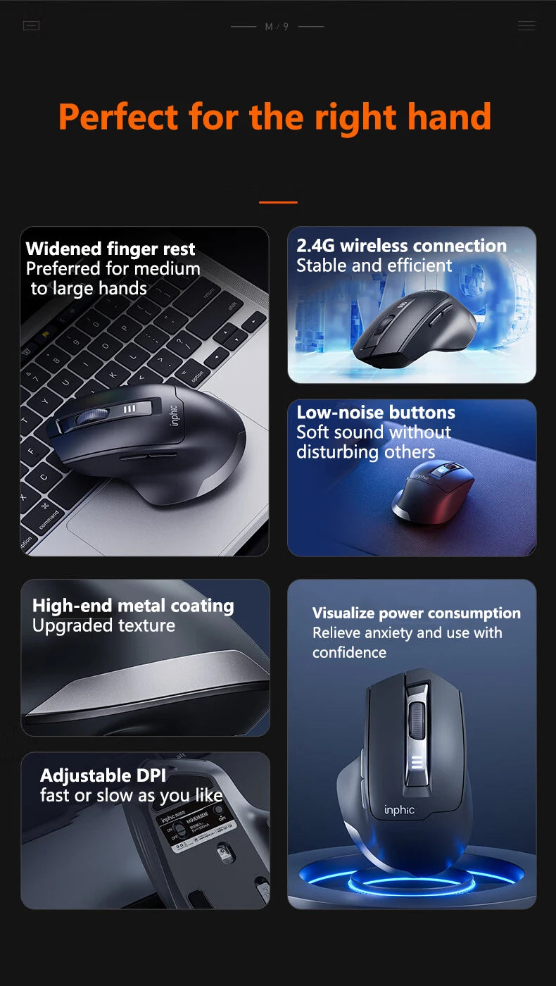 INPHIC M9 2.4G Wireless Mouse Rechargeable