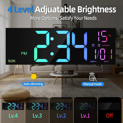 16.2'' Large Digital Wall Clock with Remote Control