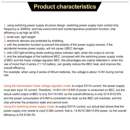 UBEC 3A /5A /7A /15A Lowest RF Noise BEC Full Shielding Antijamming Switching Regulator for RC quadcopter Multicopter