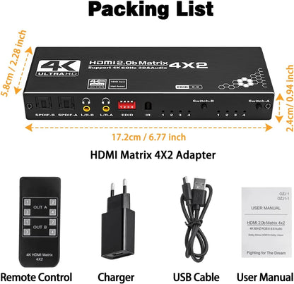 HDMI Matrix Switch Splitter 4 In 2 Out