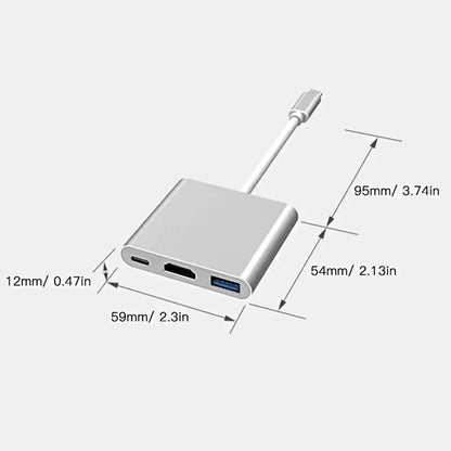 Type C To HDMI 3 in 1 USB Cable Converter