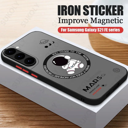Magnetic For Magsafe Astronaut Case For Samsung Galaxy S23 S22 Ultra S22 Plus S21 S20 FE S24 Ultra Slim Hard PC S25 Edge Cover