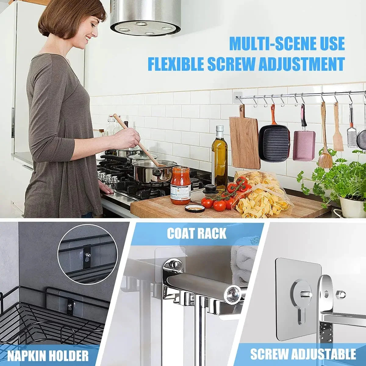 10pcs Detachable Self Adhesive Wall Screw Hook