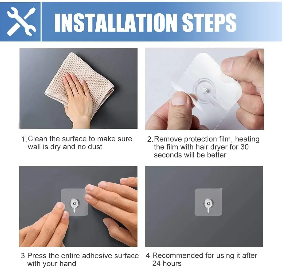 10pcs Detachable Self Adhesive Wall Screw Hook