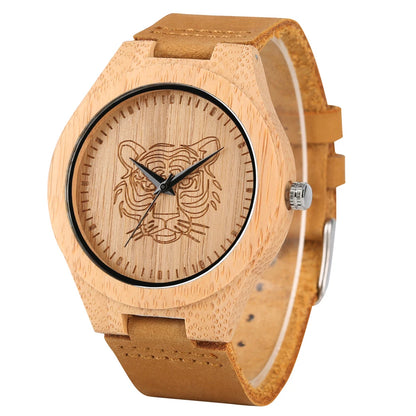 Tiger/Elk Engraved Dial Quartz Watch