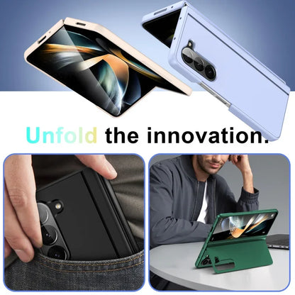 Built-in Magnetic Bracket Hybrid PC Phone Case for Samsung Galaxy Z Fold 7 ZFold 6 5 4 3 5G Shockproof Bumper Protective Cover