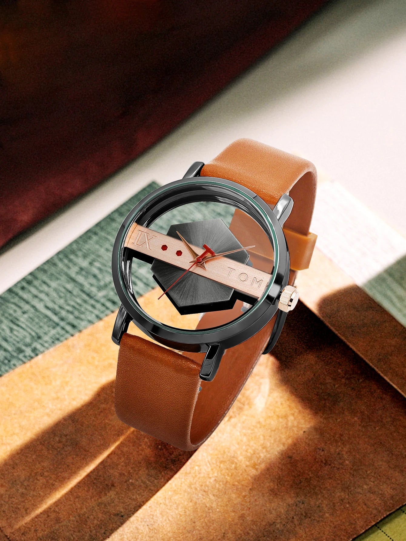 TOMI Fashionable and Minimalist Men's Leather Watch Strap
