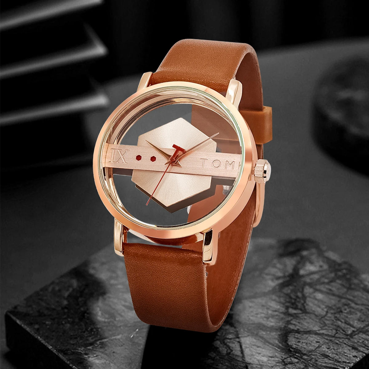 TOMI Fashionable and Minimalist Men's Leather Watch Strap