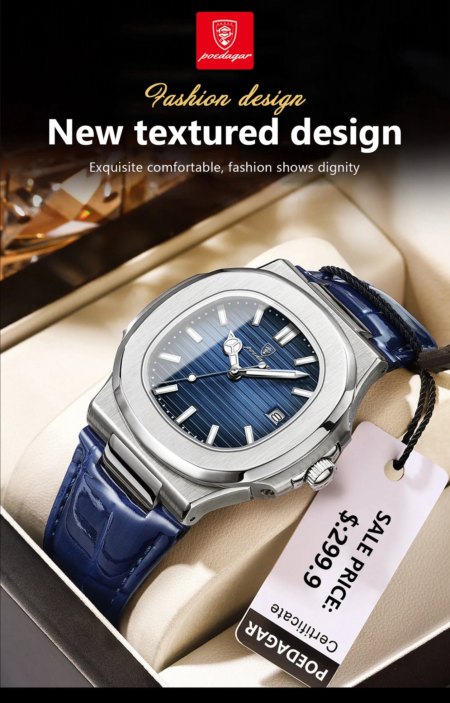 POEDAGAR Top Luxury Square Men Watch