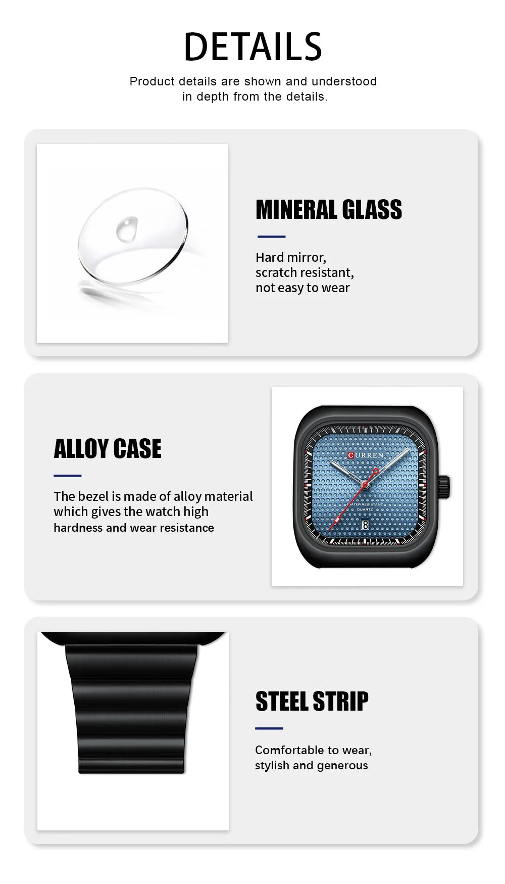 CURREN Simple Business Square Quartz Watch