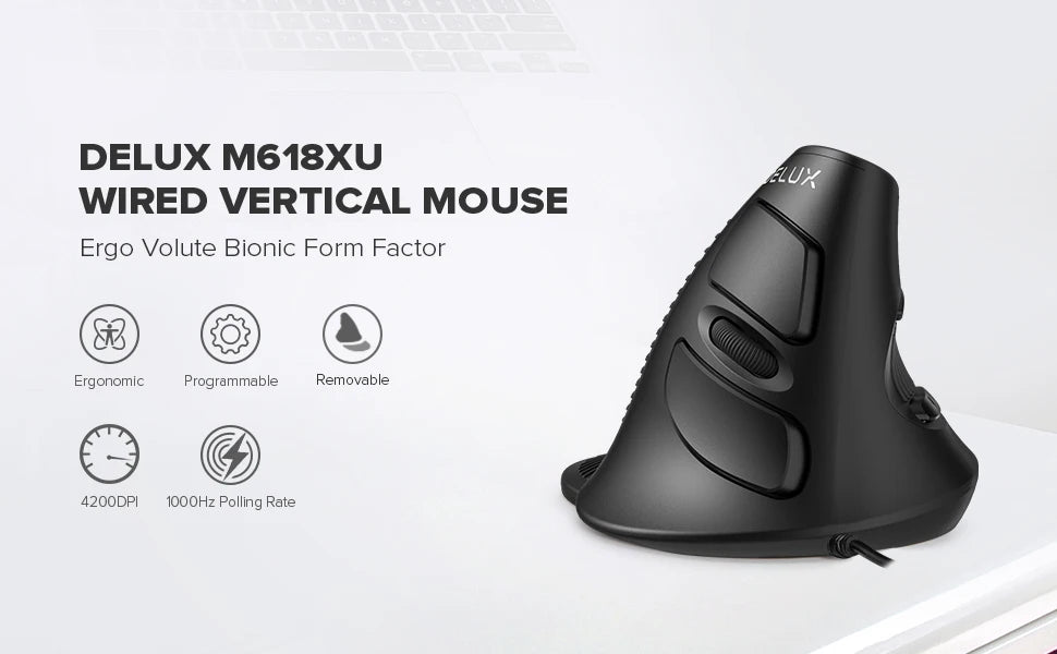 Delux M618 BU Ergonomic Vertical Mouse