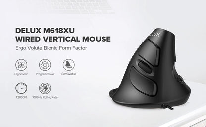 Delux M618 BU Ergonomic Vertical Mouse