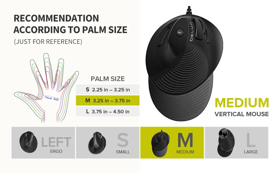 Delux M618 BU Ergonomic Vertical Mouse