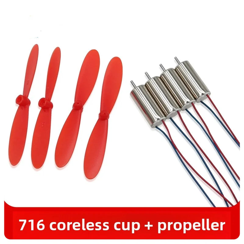 4pcs DIY DC 3.7V 50000RPM 716 Hollow Cup Coreless High-speed Motor with 4 x 55MM Propeller Cw CCW for DIY Micro FPV Quadcopter