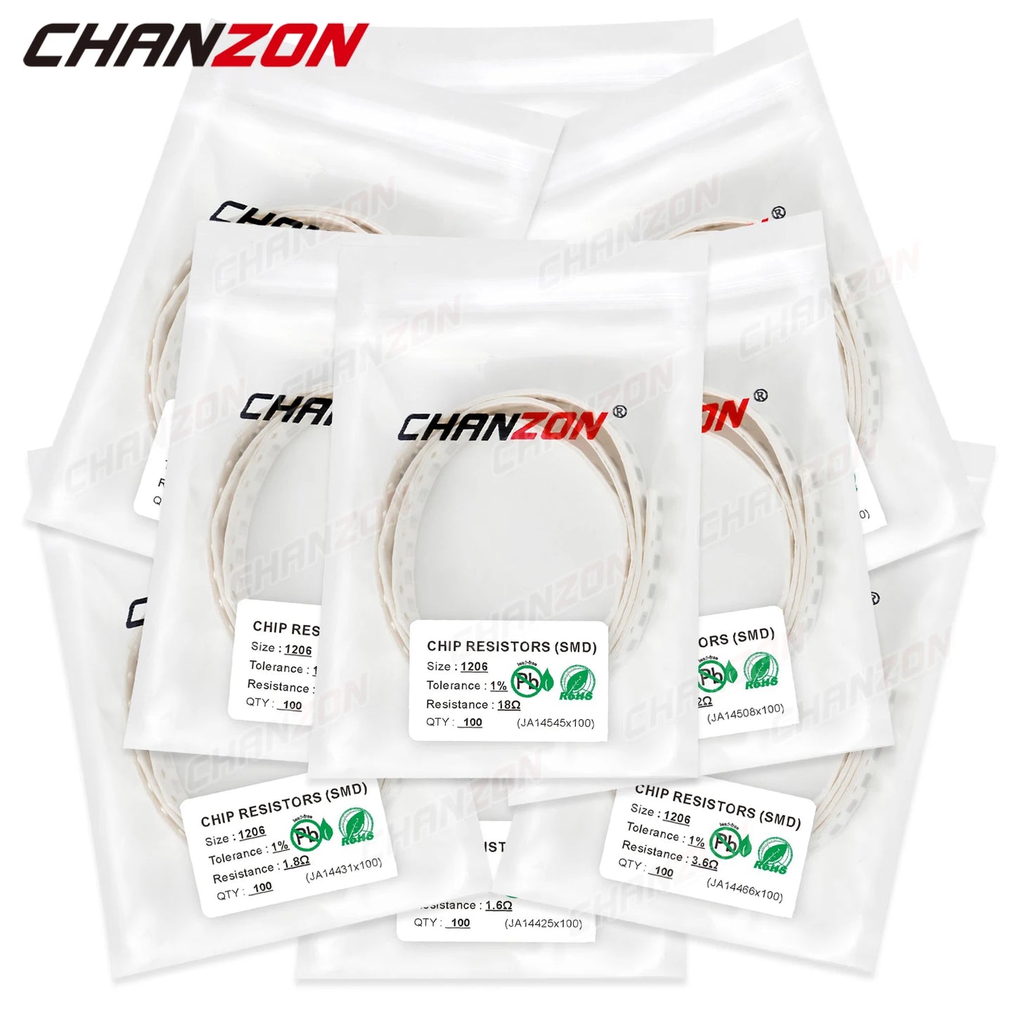 100Pcs SMD 1206 Resistors 0ohm - 10M Ohm 1/4W 1% High Precision Film Chip Fixed Resistance 0.01 0.22 4R7 100 220 330 1K 10K 300K