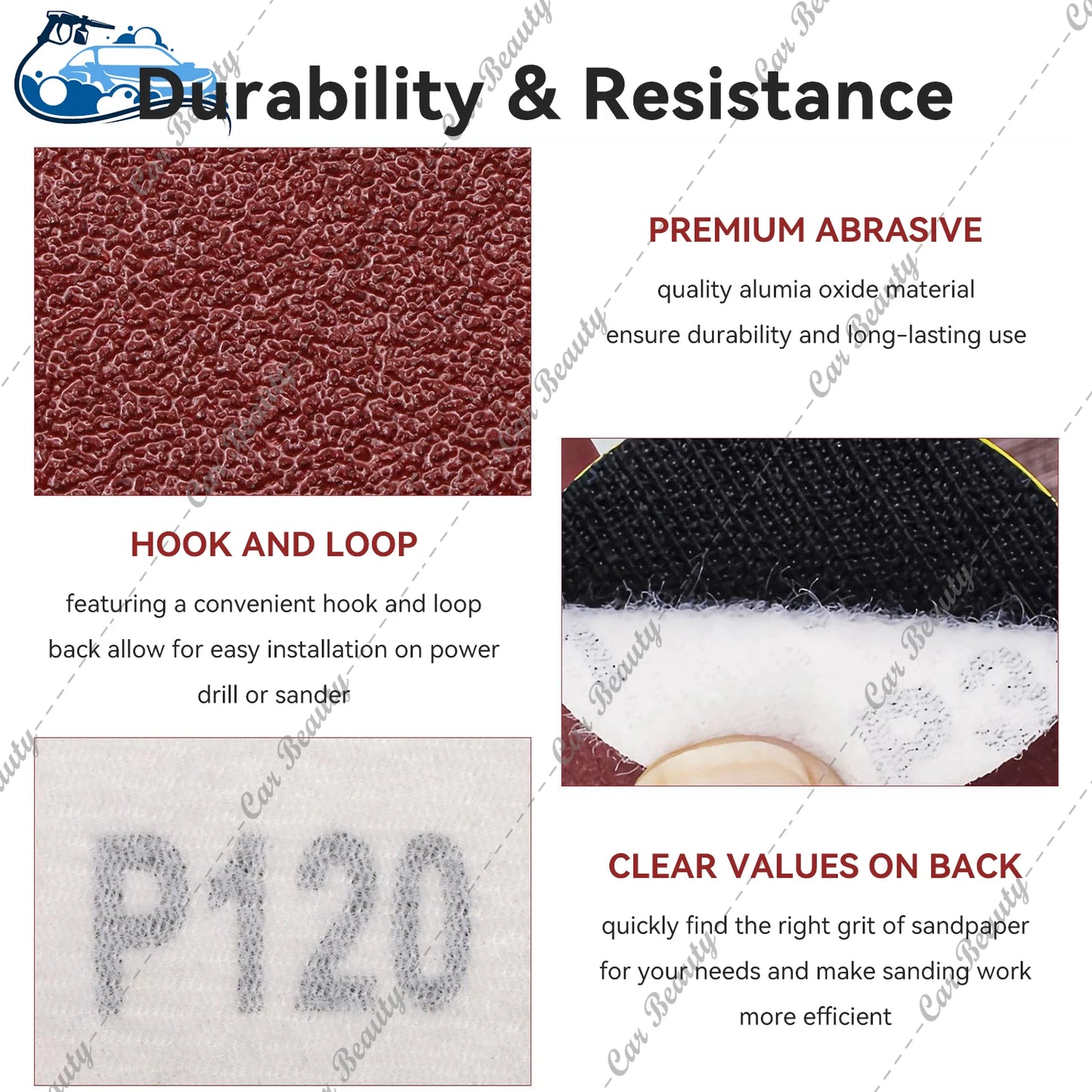 97mm 4inch Hook & Loop Round Sanding Disc Pad 60/80/100/150/180/240/320/400/600/800/1000/2000/3000/5000 Assorted Grits Sandpaper