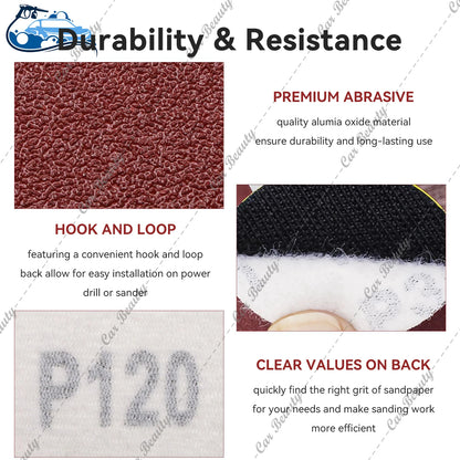97mm 4inch Hook & Loop Round Sanding Disc Pad 60/80/100/150/180/240/320/400/600/800/1000/2000/3000/5000 Assorted Grits Sandpaper
