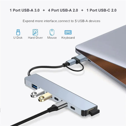 7 Ports USB A C Hub Concentrator