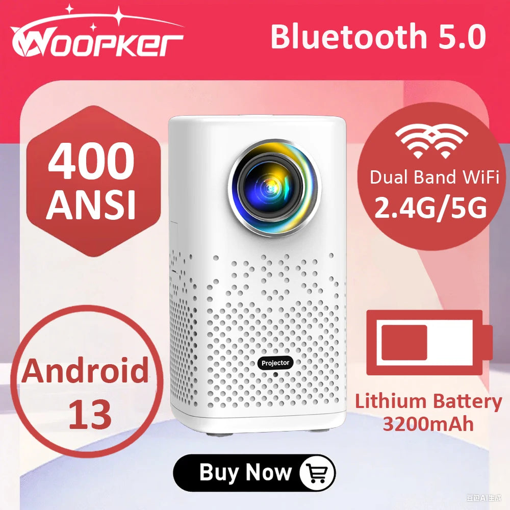 WOOPKER Portable Projector with Built-in Battery