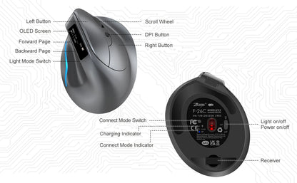 Lefon Bluetooth Vertical Mouse Wireless