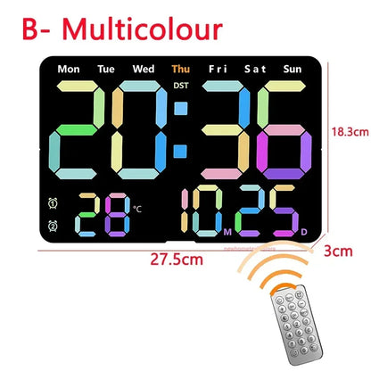 LED Digital Wall Clock Time Temperature Date Display
