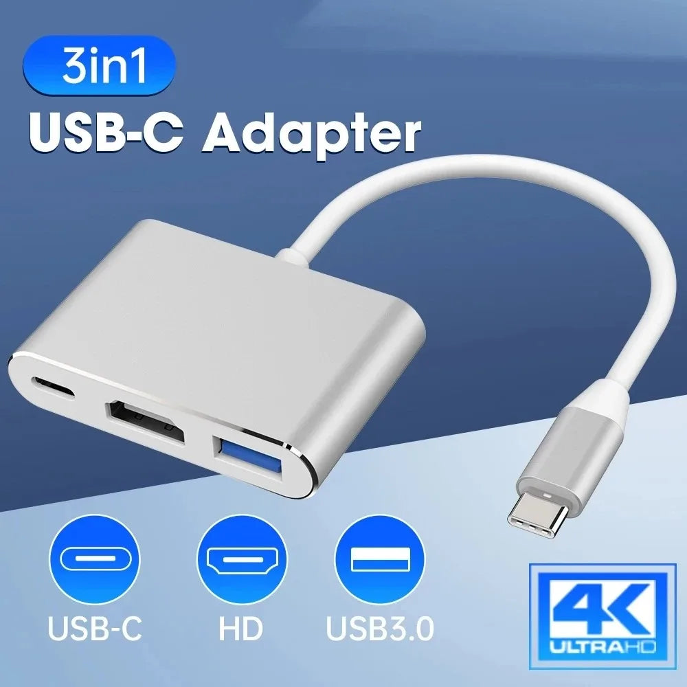 Type C To HDMI 3 in 1 USB Cable Converter
