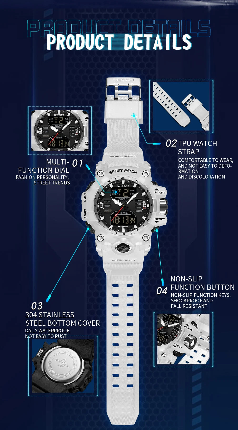 Simple Night Waterproof Sports Electronic Watch