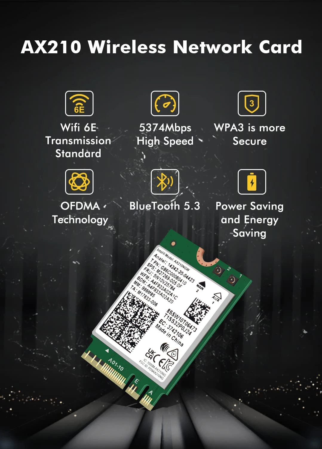 Dual Band AX210 Bluetooth WiFi Card