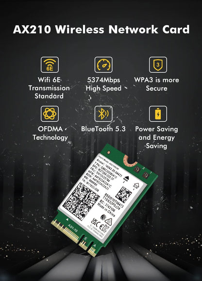 Dual Band AX210 Bluetooth WiFi Card