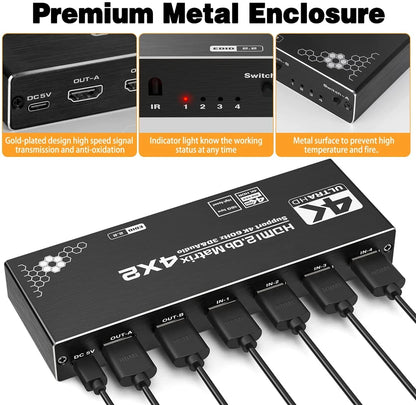 HDMI Matrix Switch Splitter 4 In 2 Out