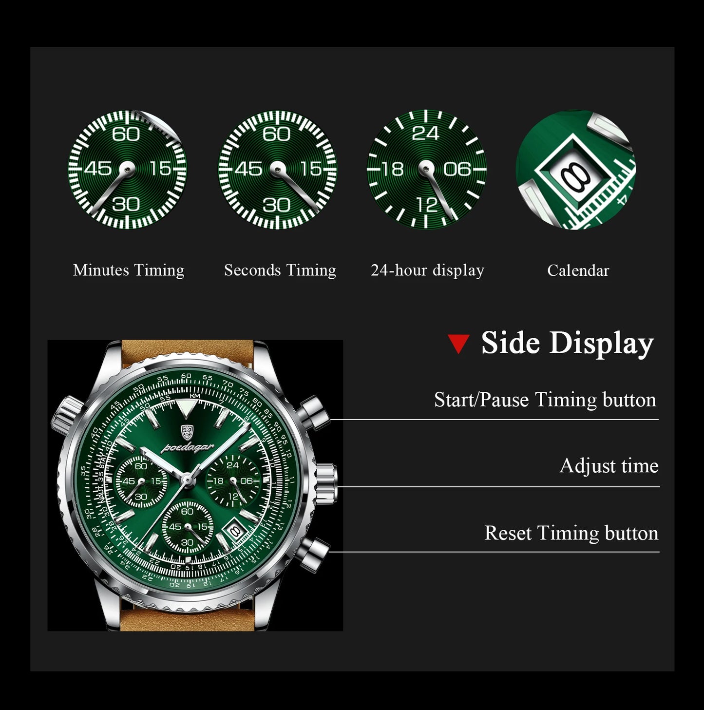 POEDAGAR Luxury Men Quartz Watch