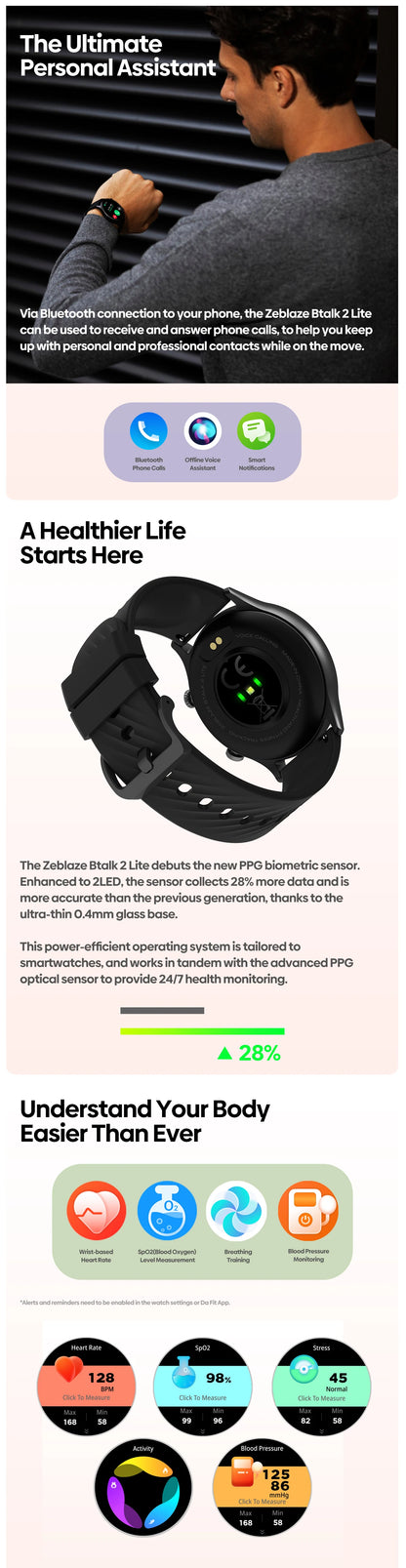 Zeblaze Btalk 2 Lite Voice Calling Smart Watch