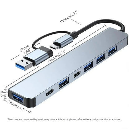 7 Ports USB A C Hub Concentrator