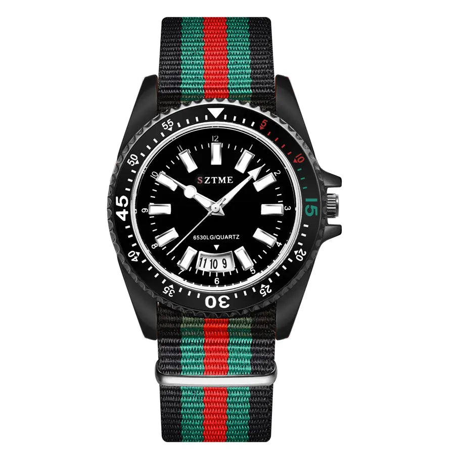 Men's nylon strap calendar watch