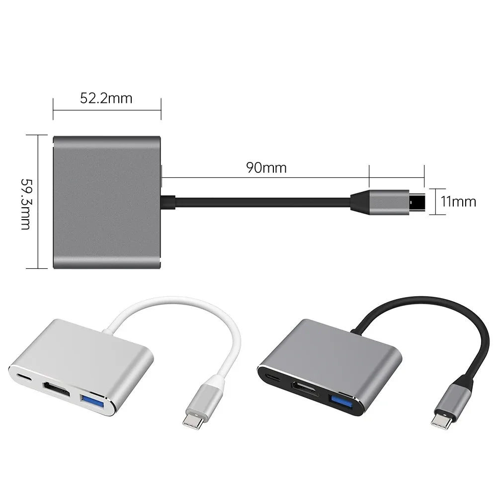 Type C To HDMI 3 in 1 USB Cable Converter