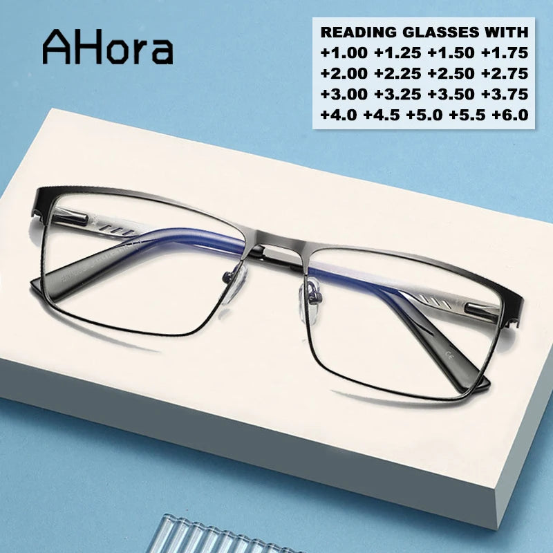 Square Metal Large Frame Reading Glasses