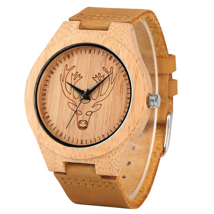 Tiger/Elk Engraved Dial Quartz Watch