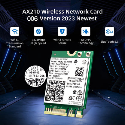 Dual Band AX210 Bluetooth WiFi Card