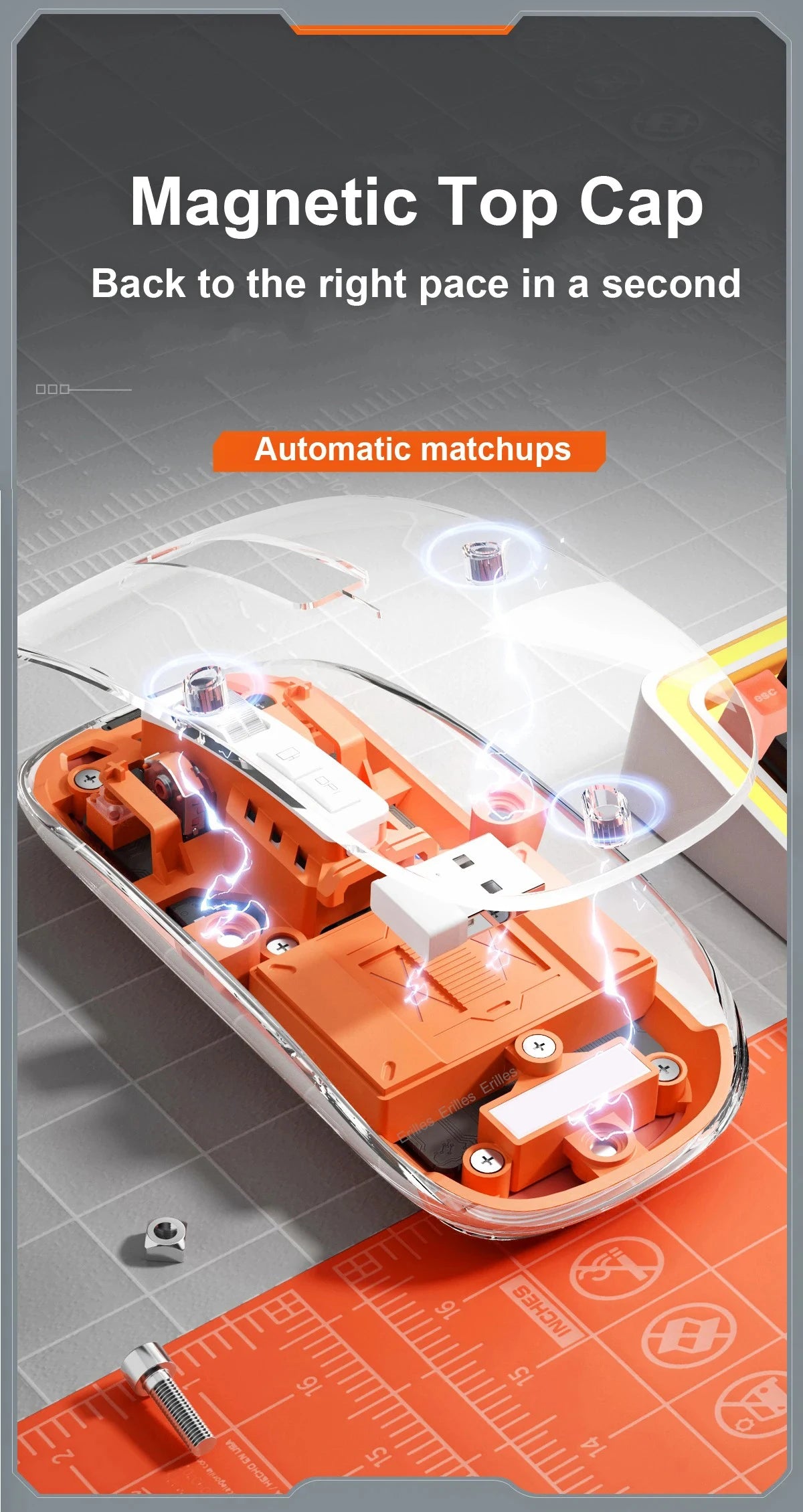 Transparent Magnetic Triple Mode Wireless Mouse