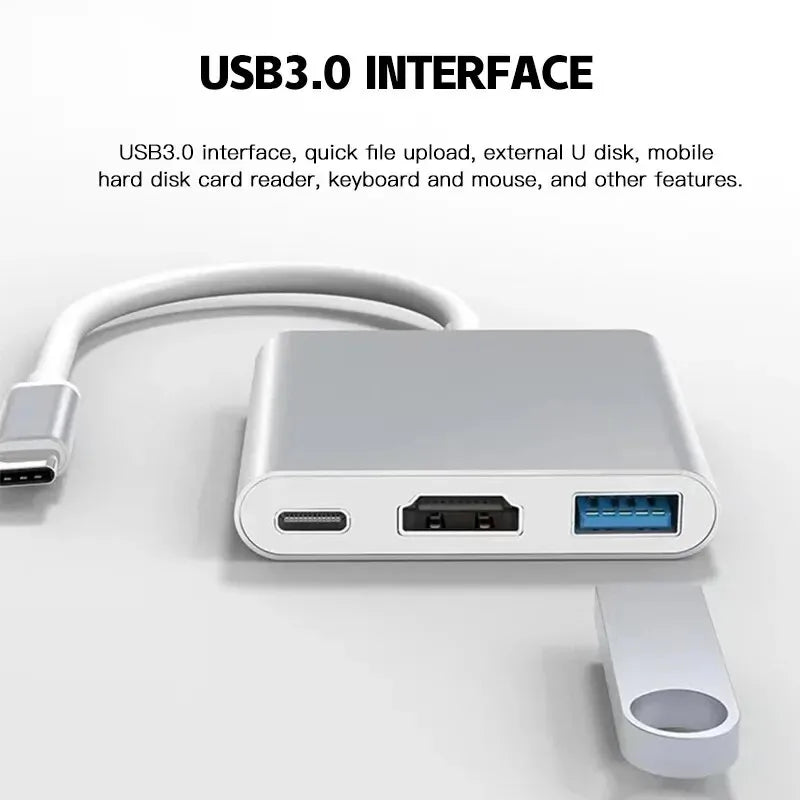 Type C To HDMI 3 in 1 USB Cable Converter