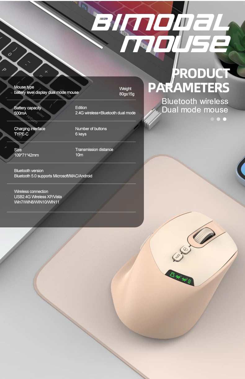 Noiseless Dual Mode Wireless Mouse
