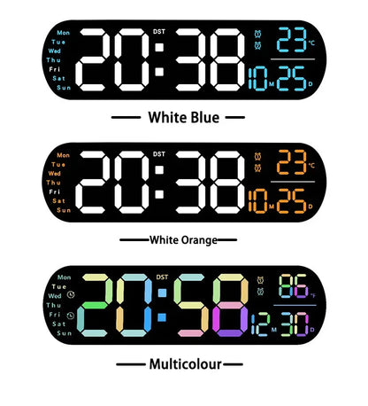 LED Digital Wall Clock Time Temperature Date Display