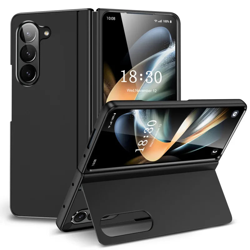 Built-in Magnetic Bracket Hybrid PC Phone Case for Samsung Galaxy Z Fold 7 ZFold 6 5 4 3 5G Shockproof Bumper Protective Cover