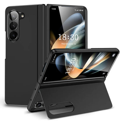 Built-in Magnetic Bracket Hybrid PC Phone Case for Samsung Galaxy Z Fold 7 ZFold 6 5 4 3 5G Shockproof Bumper Protective Cover