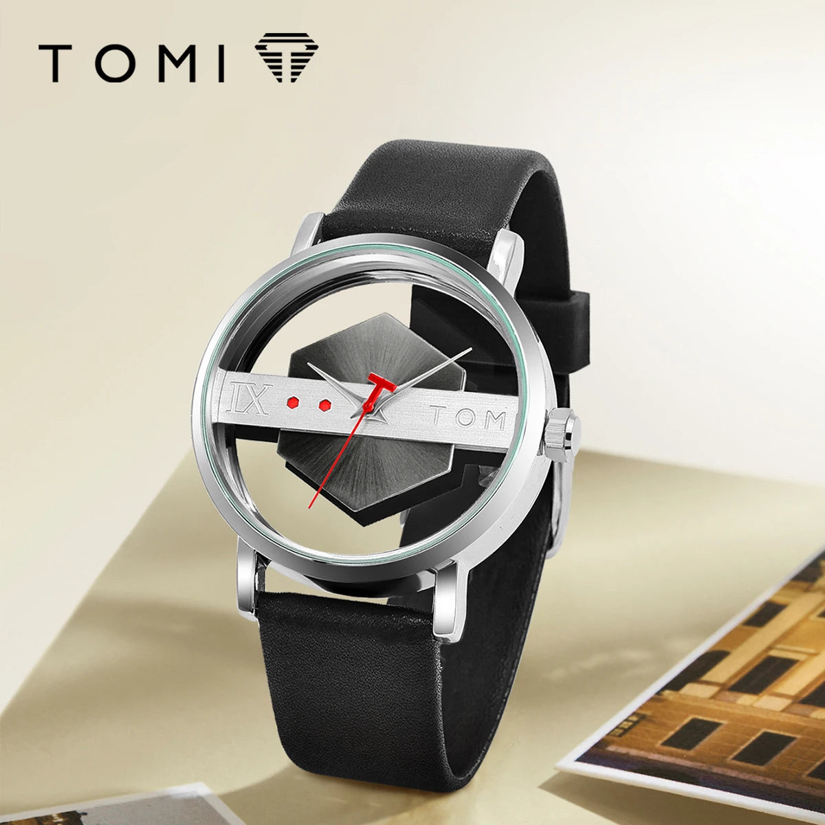 TOMI Fashionable and Minimalist Men's Leather Watch Strap