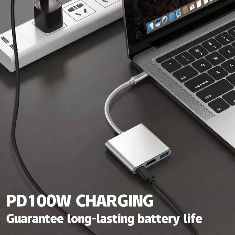 Type C To HDMI 3 in 1 USB Cable Converter