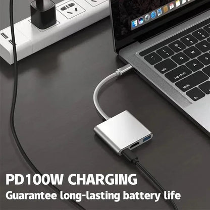 Type C To HDMI 3 in 1 USB Cable Converter