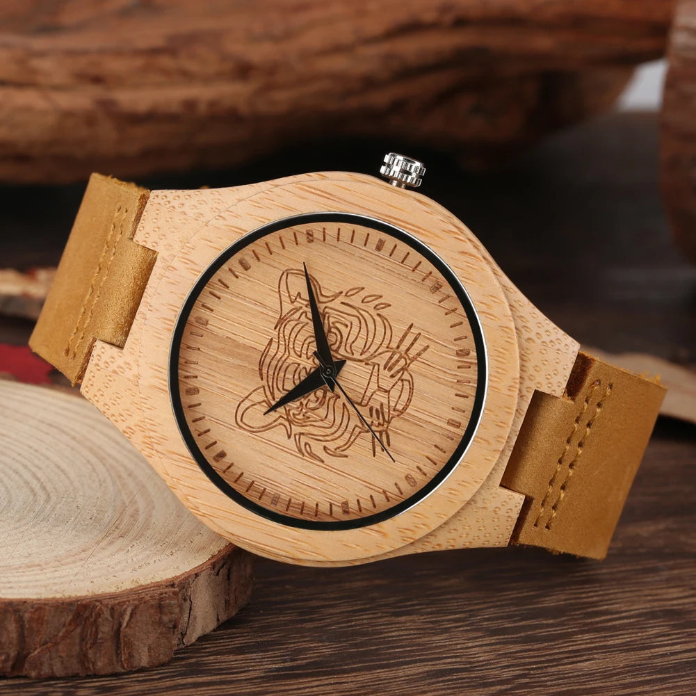 Tiger/Elk Engraved Dial Quartz Watch