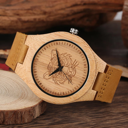 Tiger/Elk Engraved Dial Quartz Watch